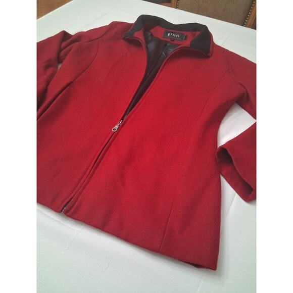 Pritti by Kristen Blake Women's Size M Wool Pea Coat w/Pockets Dark Red Classy - Picture 2 of 14